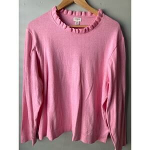 J. Crew Pink Ruffle-Neck Crewneck Sweater Size 2X